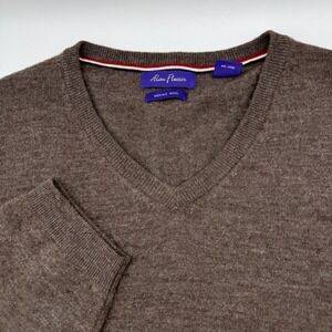 Alan Flusser Merino Wool Sweater V-Neck Pullover Brown/Gray Casual‎ XXL
